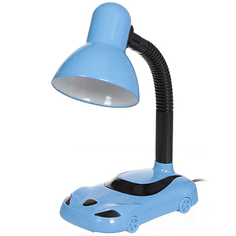 Светильник настольный на подставке, E27, 40 Вт, детский, черный, абажур синий, Lofter, Машинка, MT-501/МТ-616-blu