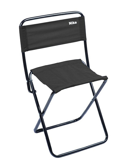 Стул складной 4х - опорный, усиленный, со спинкой, металл, 40 см, 90 кг, черный, Nika, ПС2/Ч