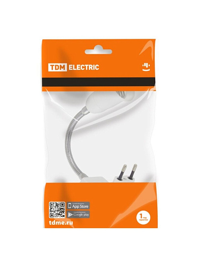 Переходник E27, гибкий, 150 мм, вилка, белый, TDM Electric, SQ0335-1012