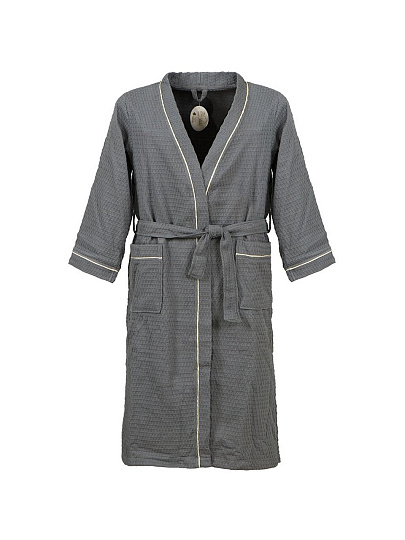 Халат унисекс, вафельный, 100% хлопок, серый, XXL-XXXL, 56-58, Barkas, AI-0106021