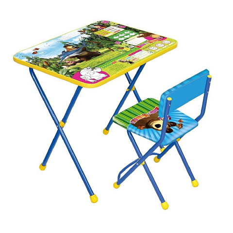 Мебель детская Nika, стол+стул, Познайка Ловись рыбка: Маша и медведь, металл, пластик, 804