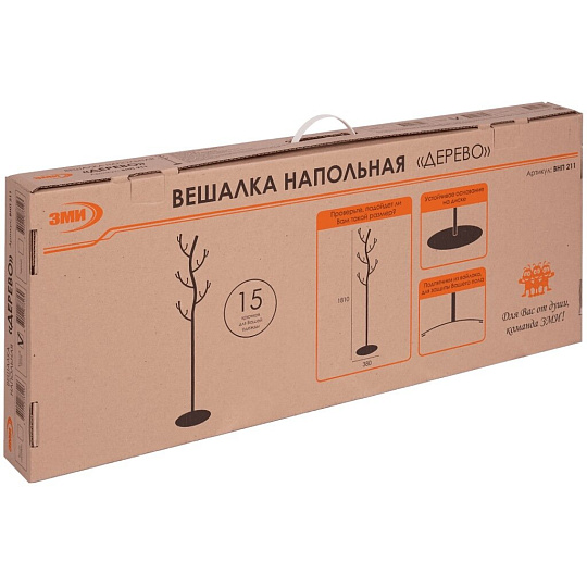 Вешалка-стойка 37.5х181 см, ЗМИ, сталь, 45 кг, Дерево, ВНП 211 БС, серебро