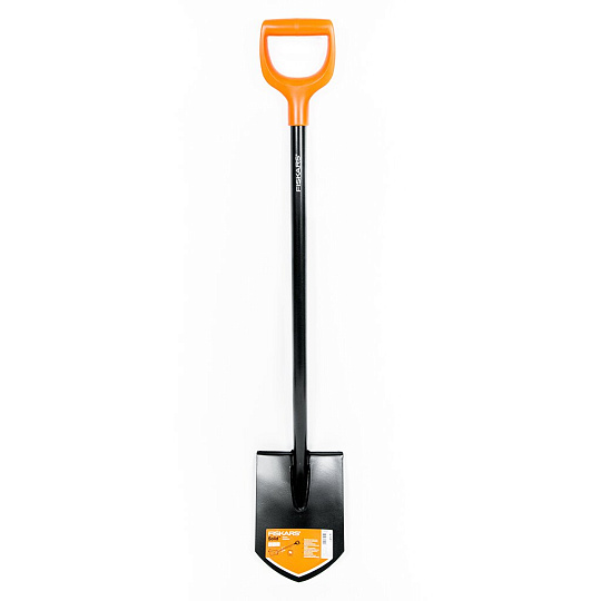 Лопата штыковая, металл, 195х1160 мм, черенок металлический, с рукояткой, Fiskars, Solid, 1026686