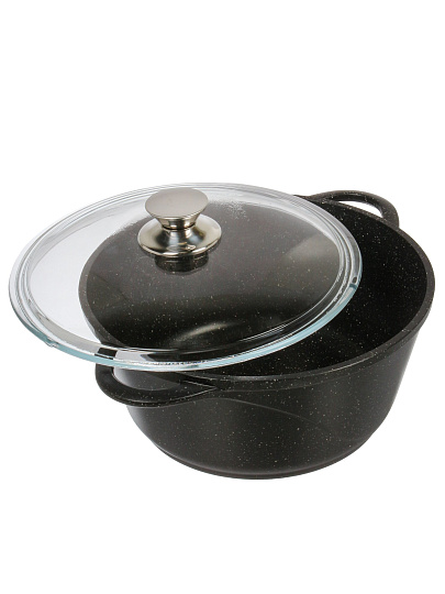 Кастрюля алюминий, антипригарное покрытие, 3 л, крышка стекло, Горница, Гранит Induction, Ик2433аг, индукция