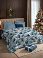 Постельное белье 1.5-спальное, простыня 150х220 см, 2 наволочки 50х70 см, пододеяльник 145х220 см, Mcotton, микросатин, Зимняя деревня