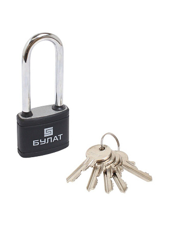 Замок навесной Булат, ВС 364-01 ПЛ, 14514, блистер, цилиндровый, 55 мм, чугунный в пластике, 5 ключей