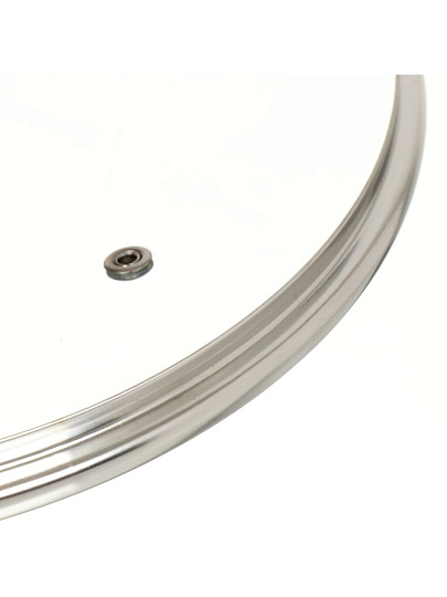 Крышка для посуды стекло, 24 см, Daniks, Коричневый, металлический обод, кнопка бакелит, Д4124K