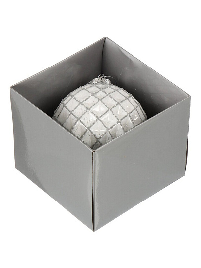 Елочный шар Серебристая сетка, белый, 10 см, стекло, XF24-SC011