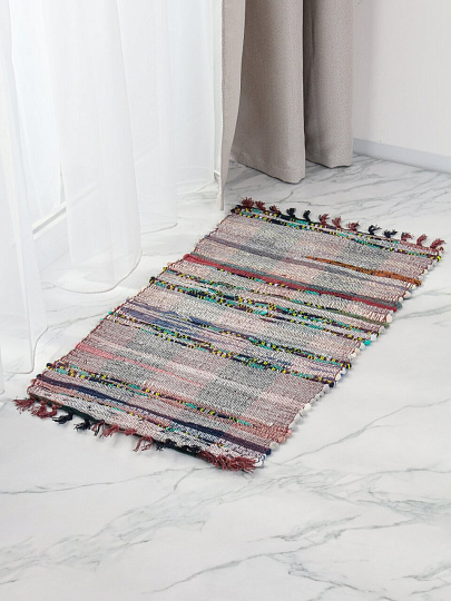 Коврик 0.5х0.9 м, Sindbad, прямоугольный, многоцветный, хлопковый, хлопок, толщина 5 мм, ручное плетение, 6021