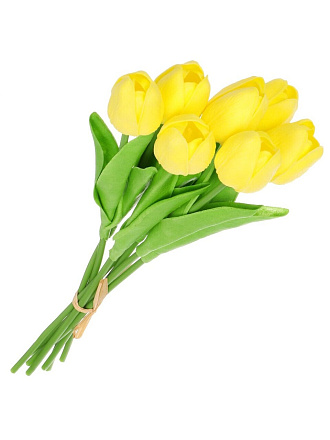 Цветок искусственный декоративный Тюльпан, 7шт., 33 см, желтый, Y6-10418
