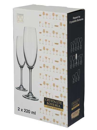 Бокал для шампанского, 220 мл, стекло, 2 шт, Bohemia, Colibri/Gastro, 91L/4S032/T/00000/220-2S1REP