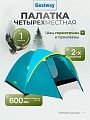 Палатка 4-местная, 210+100х240х130 см, 2 слоя, 1 комн, 1 тамб, с москитной сеткой, Bestway, 68091 BW