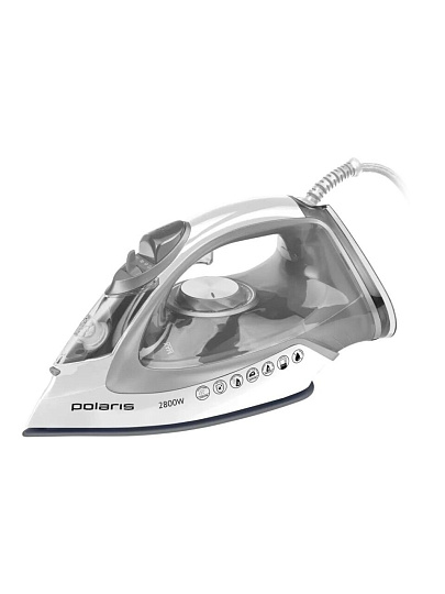 Утюг Polaris, PIR 2821AK, 2800 Вт, керамика, вертикальное отпаривание, противокапельная система, система самоочистки, защита от накипи, 3 м, серый