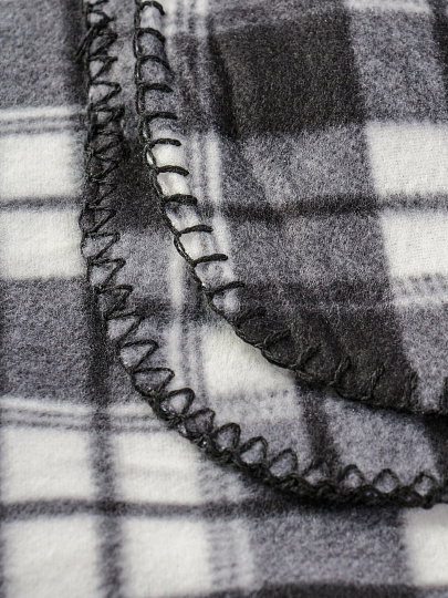 Плед 130х170 см, флис, 100%пэ, 180г, Черно-белая клетка