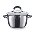 Кастрюля нержавеющая сталь, 2.3 л, с крышкой, крышка стекло, Rondell, Flamme, RDS-023, индукция