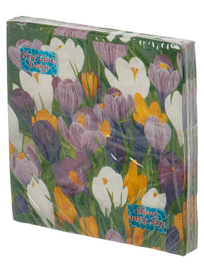 Салфетки бумажные New Line, Design, Крокусы, 20 шт, 3 сл, 33х33 см
