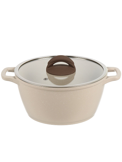 Кастрюля алюминий, антипригарное покрытие, 3 л, крышка стекло, Гурман, Pollen light, ГМк303 ПЛИ, индукция