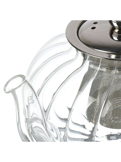 Чайник заварочный стекло, металл, 0.8 л, с ситечком, B050180