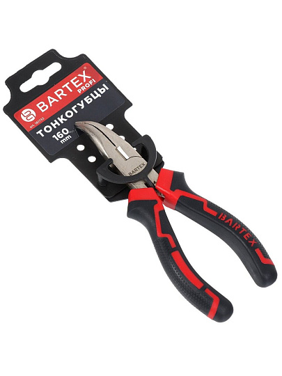 Тонкогубцы 160 мм, изогнутые, углеродистая сталь, Bartex, Профи, 11030