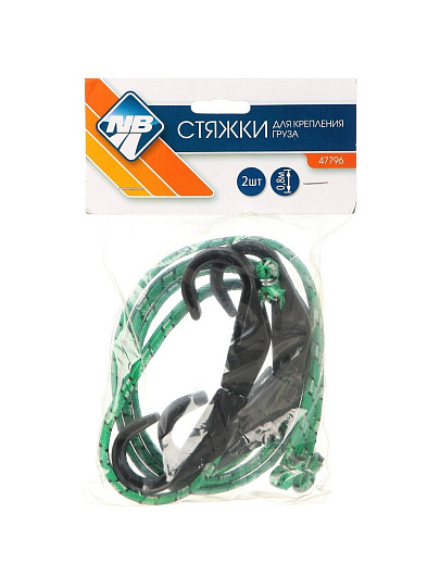Стяжка для груза 2 шт, 0.8 м, с пластиковыми крюками, Nova Bright, 47796