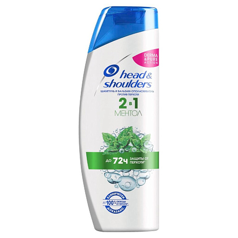 Шампунь Head & Shoulders, 2в1 Ментол, против перхоти, 400 мл