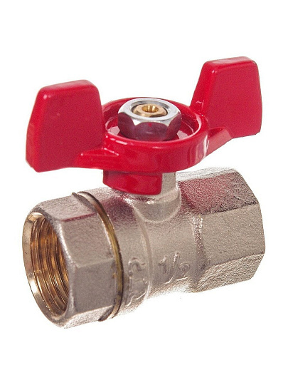 Кран для воды, 3/4", г-г, латунь, ручка-бабочка, DN 20, PN40, индивидуальная упаковка, RTP