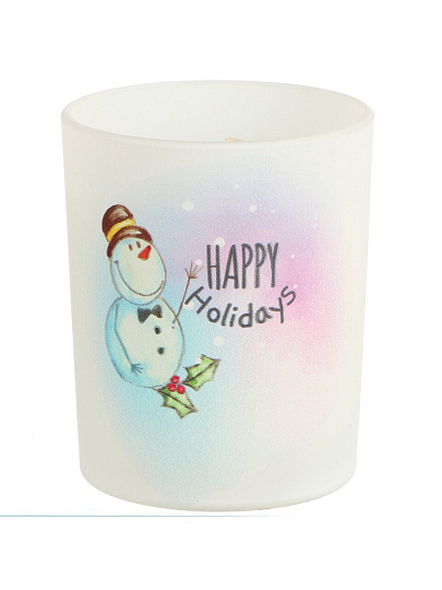 Свеча декоративная, 9.3х7.7 см, Happy Holidays, парафин, в стеклянном подсвечнике, 35 1621 102