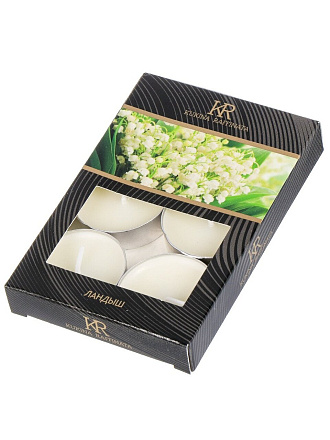 Свеча ароматическая, 1.2х3.8 см, чайная, 6 шт, Kukina Raffinata, Ландыш, малая, в коробке, 202785