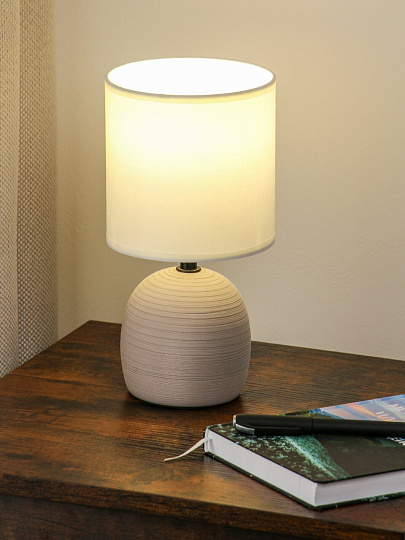 Светильник настольный E14, 40 Вт, коричневый, абажур белый, Rivoli, Sheron, 7044-503, керамика