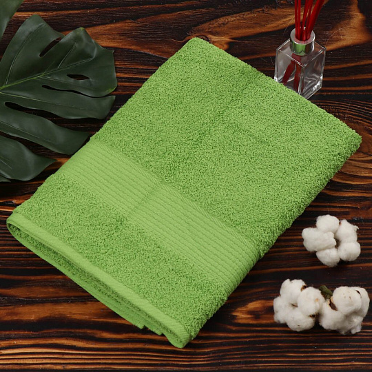 Полотенце банное 70х140 см, 375 г/м2, жаккардовый бордюр, Вышневолоцкий текстиль, оливковое, 530, Россия, К1-70140.120.375