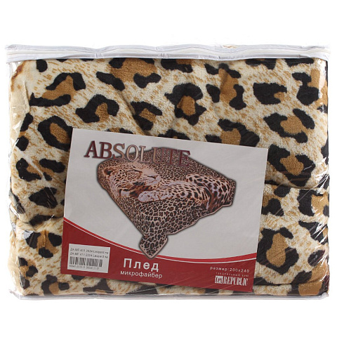 Плед Absolute евро (200х240 см) микрофибра, в сумке, Леопард на шкуре 65841