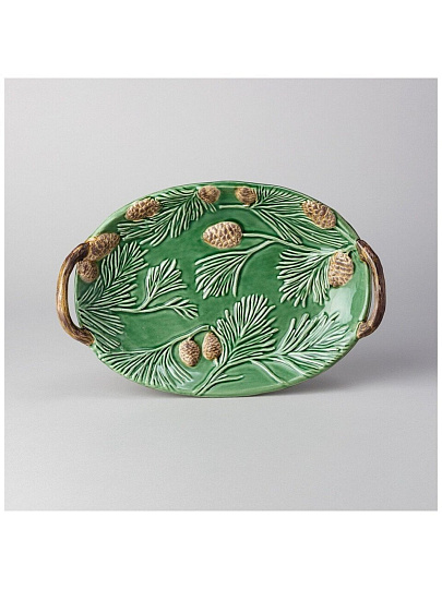 Блюдо керамика, овальное, 19.5х28.2х5 см, зеленое, Green pine, Lefard, 145-200
