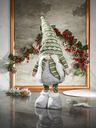 Фигурка декоративная Гномик, 21х15х92 см, телескопическая, зеленый, белая, F010036