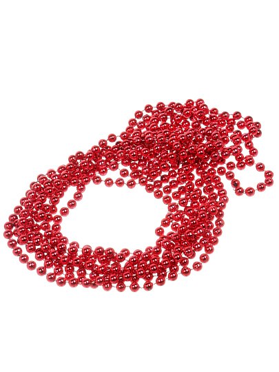 Бусы новогодние пластик, 0.8х500 см, круглые, красные, SY18ZL-81 R