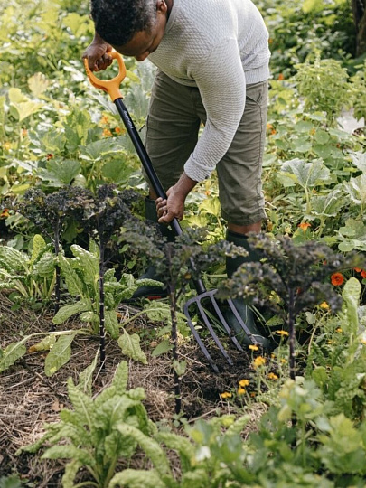 Вилы садово-огородные, четырехрогие, черенок стальной, Fiskars, Solid, 1070673