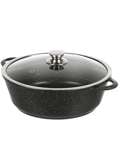 Жаровня алюминий, 28 см, 4 л, антипригарное покрытие, Горница, Гранит, ж7128аг, с крышкой