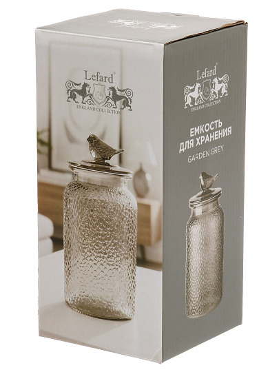 Банка для сыпучих продуктов, стекло, 1.3 л, с крышкой, Lefard, Garden Grey, 172-186