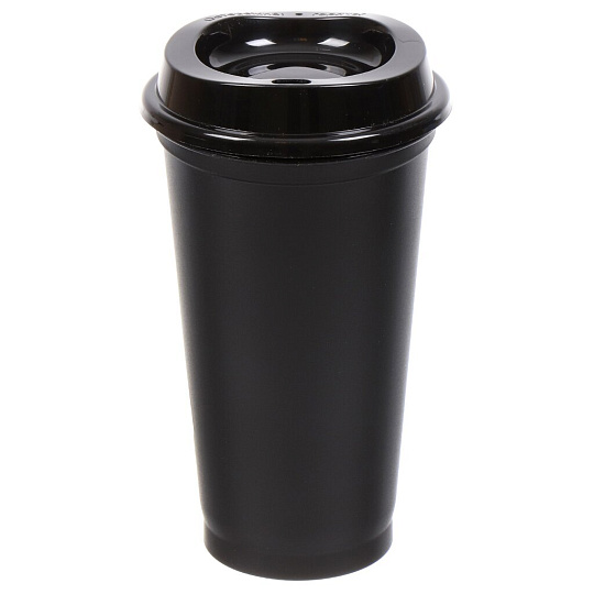 Стакан-тамблер 400 мл, пластик, Wowbottles, универсальное горлышко, с крышкой, черный, КК3157