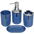 Набор для ванной 6 предметов, синий, пластик, урна, стакан, ершик, подставка для зубных щеток, дозатор для мыла, мыльница, Y285 - фото 2