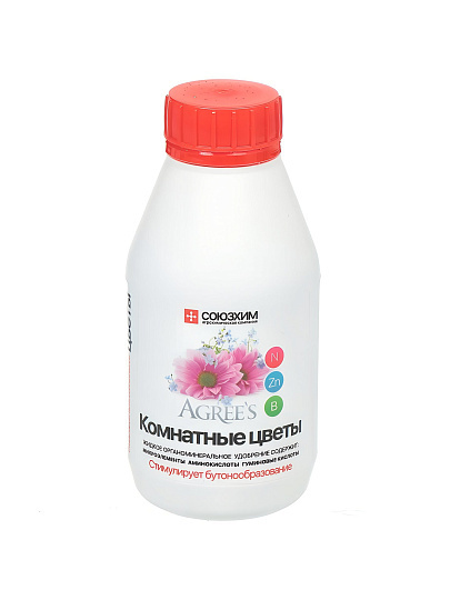 Удобрение Комнатные цветы, органоминеральное, жидкость, 250 мл, Agree's