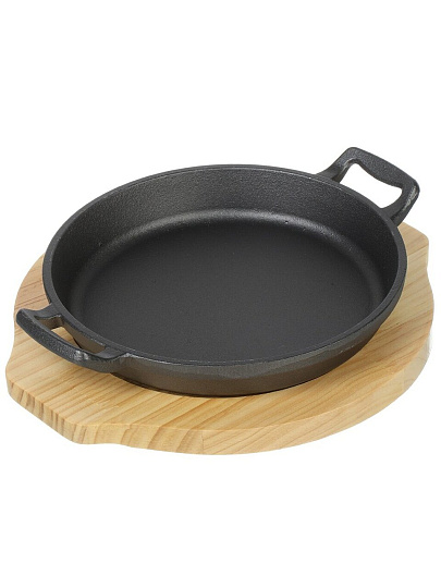 Сковорода чугун, 22х3.5 см, с подставкой, Y4-8883