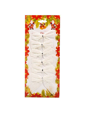 Новогоднее украшение 8.5х7.5 см, 6 шт, текстиль, белое, SYHDJ -3419111AW