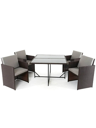 Набор садовой мебели стол, 116х110х72 см, 4 кресла, подушка, 120 кг, F8039