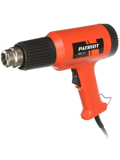 Фен строительный Patriot, HG201 The One, 2000 Вт, 500 л/мин, 300 °C, 500 °C, 2 скорости, 170301311