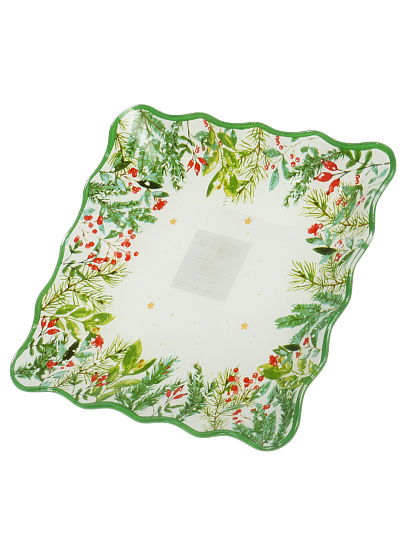 Блюдо стекло, квадратное, 20х20 см, рифленое, Еловая ветвь, Daniks