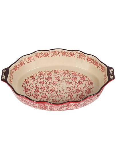 Форма для запекания керамика, 39.7х25.2х7.7 см, 3.2 л, фигурная, Ветви на красном, Y6-10303
