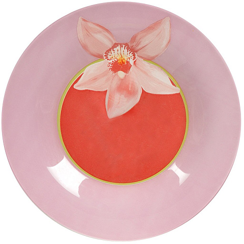 Тарелка десертная, стекло, 19 см, круглая, Red Orchis, Luminarc, G0657/J1356