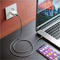 Кабель USB, OLMIO, Type-C to Type-C, 3.3 А, 1.2 м, ткань усиленный, черный, 040275 - фото 3