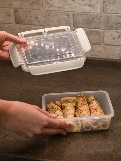 Контейнер пищевой пластик, 0.4 л, 14.5х10.3х6 см, пепельный жемчуг, прямоугольный, Plast team, Bergen, PT104110024