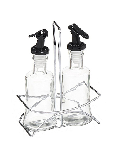 Набор для специй для масла и уксуса, стекло, 2 шт, с дозатором, на подставке, Y4-3189